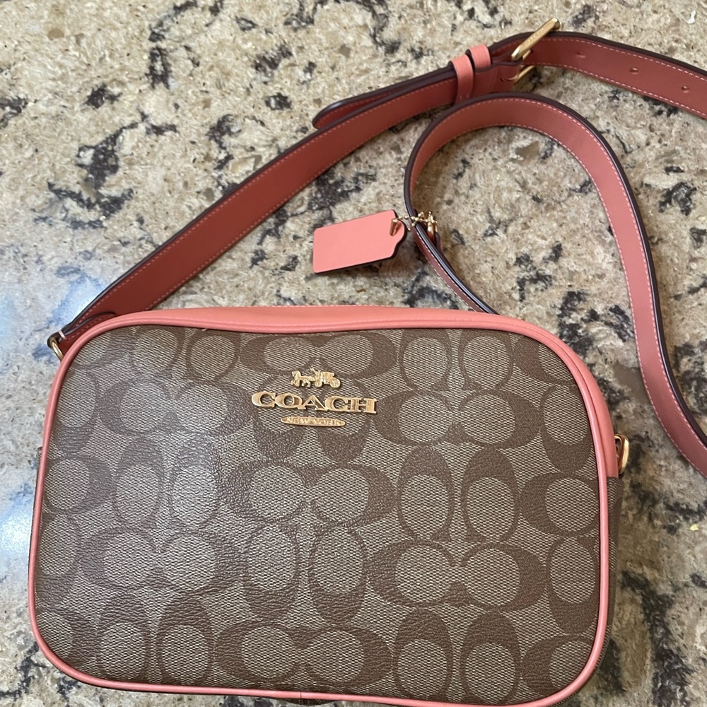 Coach crossbody leather camera bag with long strap